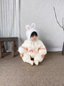 班喜迪嬰兒衣服秋冬裝嬰幼兒女寶寶連體衣公主加絨夾棉棉服冬季外出爬服 米色 73cm 曬單實(shí)拍圖