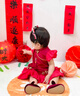 G.duck小黃鴨周歲女寶寶禮服春中國風唐裝紅色嬰兒旗袍衣服夏女童公主裙 紅色不含吊墜 均碼 80 曬單實拍圖