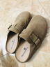 斷碼清倉達夫尼厚底勃肯鞋復古包頭半拖鞋女外穿一腳蹬懶人博肯鞋 卡其色 有運費險 39 (245mm) 偏小拍大一碼 曬單實(shí)拍圖
