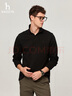 哈吉斯（HAZZYS）男裝翻領(lǐng)上衣休閑通勤純色長(cháng)袖ABTZE0BCF01 黑色BK 190/108A54 曬單實(shí)拍圖