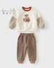 戴維貝拉（DAVE＆BELLA）兒童針織長(cháng)褲套裝春裝新款男童長(cháng)袖t恤褲子兩件套寶寶衣服 咖啡棕【現貨】 110 cm（建議身高100-110cm） 曬單實(shí)拍圖