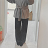 丹寧藍闊腿牛仔褲女秋冬2025新款今年流行的窄版直筒加絨褲子女款 丹寧藍-九分褲-贈腰帶 S 26/建議85-95斤 曬單實(shí)拍圖