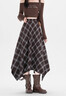 歐貝汐美拉德咖色格子半身裙女秋季新款氣質(zhì)不規則中長(cháng)裙大擺裙 咖色 M 曬單實(shí)拍圖