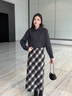 香影復古格紋黑白半身裙女2025冬季新款含羊毛通勤高腰后開(kāi)叉裙子 黑白 S 155/60A/85-95斤 曬單實(shí)拍圖
