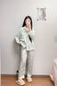 貓人夏季冰絲睡衣女士高級裸感長(cháng)袖長(cháng)褲睡褲外穿家居服三件套套裝 冰心藍-長(cháng)袖兩件套 【不帶禮盒】 L 【155-165cm/約100-115斤】 曬單實(shí)拍圖
