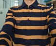 勁霸男裝【綿羊毛】polo衫男休閑簡(jiǎn)約條紋長(cháng)袖polo衫|VTSG3346 姜黃 2XL 曬單實(shí)拍圖