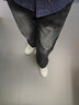 頂峰保羅（Dingfengbaoluo）美式牛仔褲男秋季高街直筒寬松潮牌男生闊腿長(cháng)褲DFS05黑灰M 曬單實(shí)拍圖