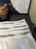 Calvin Klein內(nèi)衣男士三條裝ck提花腰邊低腰棉質(zhì)貼身防夾臀四角褲平角內(nèi)褲男 U2664998-太空黑/月光白/椰青灰 3條 XL 曬單實拍圖