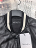MO&Co.PU皮衣外套美式風(fēng)街頭棒球服黑色杏色時(shí)尚炸街外套上衣 黑色 M 曬單實(shí)拍圖
