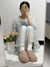 樸西冬季保暖居家悠居棉拖鞋細柔玉兔絨女防滑燈芯絨紋家用情侶款棉拖 櫻花粉 38-39 曬單實(shí)拍圖