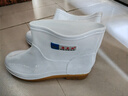 FOOTOPPO食品雨鞋女廚房防滑高筒雨靴男食品廠(chǎng)中筒膠鞋白色水靴男士水鞋 曬單實(shí)拍圖