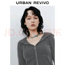 UR2025秋季新款女時(shí)尚連帽愛心蝴蝶結(jié)拉鏈修身外套UYB150001 深灰 M 曬單實(shí)拍圖
