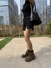回力厚底馬丁靴女款2025新款秋季小個(gè)子增高顯瘦復古棕色靴子短靴 卡其 37 曬單實(shí)拍圖