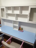 風(fēng)葉青青北歐實(shí)木書(shū)桌雙人桌家用臥室可升降中小學(xué)生學(xué)習桌書(shū)架儲物寫(xiě)字桌 實(shí)木單桌+09升降椅*2(藍白色) 180cm*60cm*75cm雙抽屜 曬單實(shí)拍圖