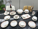 漢茗新中式高顏值餐具整套輕奢家用景德鎮骨瓷碗具套裝喬遷新居送禮 【健康高溫釉面】皮箱裝 60件套 曬單實(shí)拍圖