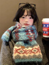 歌詩(shī)慧復古提花針織圍巾女秋冬季2025新款保暖圍脖學(xué)生生日禮物女披肩 復古提花湖藍色針織圍巾 曬單實(shí)拍圖