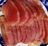 京鮮配送金槍魚(yú)刺身新鮮生魚(yú)片壽司材料海鮮水產(chǎn)無(wú)污染無(wú)骨生鮮 一斤裝（配芥末醬油連體包） 曬單實(shí)拍圖