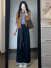 妃?，幮蓍e褲女裝套裝2025春秋新款巨好看獨特漂亮美拉德外套襯衫牛仔褲 外套+格子襯衫+牛仔褲 M 曬單實拍圖