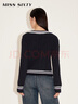 MISS SIXTY羊毛針織衫女V領(lǐng)條紋疊穿優(yōu)雅知識分子風(fēng) 黑色 M 曬單實(shí)拍圖