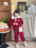 G.DUCKKIDS童裝女童套裝秋冬加絨加厚兒童服裝女孩冬裝兩件套卡通寶寶衣服 酒紅色 110 建議身高100-110cm4-5歲 曬單實(shí)拍圖
