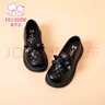 富羅迷女童皮鞋小香風(fēng)軟底公主單鞋兒童黑色洋氣演出鞋 黑色 35  曬單實(shí)拍圖