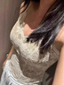 嫦香詩(shī)蕾絲吊帶背心女保暖內衣帶胸墊一體2025新款秋冬內搭可外穿打底衫 白茶色【免穿文胸聚攏0.8cm】 M 【適穿于34/75AB罩杯】 曬單實(shí)拍圖
