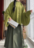 謎阿凰【椿】明制漢服原創(chuàng  )改良馬面裙小個(gè)子女日常通勤套裝女裝上衣秋季 椿琵琶袖（15天） S 曬單實(shí)拍圖
