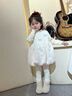 G.DUCKKIDS寶寶秋裝套裝小公主連衣裙周歲女寶禮服甜美上衣裙子秋季嬰兒衣服 白色連衣裙+白色毛衣 兩件套 80 cm 曬單實拍圖