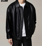 CLOR皮衣純色男秋冬季嘻哈外套上衣美式復古機車(chē)風(fēng)夾克PY01黑色XL 曬單實(shí)拍圖