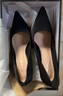 DAPHNE達芙妮高跟鞋女細跟婚鞋新款黑色尖頭淺口宴會(huì )工作鞋子 黑色 9cm 37 (235mm) 曬單實(shí)拍圖
