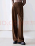 百圖betu女裝冬季新款休閑褲高腰顯瘦燈芯絨闊腿褲褲子女2410T84 咖啡色 M 曬單實(shí)拍圖