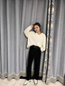 雋裳高檔咖色金絲絨闊腿褲女春秋2025新款高腰垂感女褲寬松休閑直筒褲 黑色小個(gè)子（身高157cm以下） M 95-108斤 曬單實(shí)拍圖