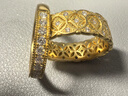 老鋪黃金古法手工足金指環(huán) · 方圓（1號）鉆戒（窄邊款） 17號金重約5.0g 曬單實(shí)拍圖