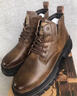 公牛世家馬丁靴男鞋秋季新款高幫英倫風(fēng)中年工作鞋黑色工靴 紅棕 43 曬單實(shí)拍圖