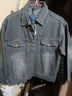 謙集（QIANJI）美式復古提花工藝水洗牛仔外套男2024秋季寬松翻領(lǐng)機車(chē)工裝夾克潮 藍色 M (適合110-125斤) 曬單實(shí)拍圖