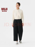 無印良品（MUJI）女式 絲光斜紋 寬版褲 褲子女款春秋款休閑褲 女裝 BEZ02C4A 黑色 M (160/66A) 曬單實拍圖