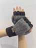 恒源祥半指手套男冬季戶(hù)外騎行保暖防寒學(xué)生寫(xiě)字女毛線(xiàn)針織露指五指耐磨 A16淺灰色 均碼 曬單實(shí)拍圖
