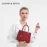 CLEVER & KETCH托特包紅色新娘婚包女士手提包媽媽包大容量氣質(zhì)白領(lǐng)上班通勤 紅色（荔枝紋） 曬單實(shí)拍圖