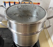 赫巴茲（HZIB）304不銹鋼蒸鍋大容量蒸籠 多功能家用烹飪鍋具電磁爐煤氣灶通用 【鉑金款雙層】?jì)葟?0外徑 32cm 曬單實(shí)拍圖