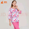 銅牛棉家居服睡衣女夏印花半開(kāi)襟七分袖家居服套裝VJ094 妙筆生花-白-粉 L (170/95) 曬單實(shí)拍圖