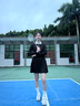 天使季節長(cháng)袖網(wǎng)球連衣裙女2025新款秋冬絕美羽毛球網(wǎng)球服運動(dòng)裙子 黑色 L 曬單實(shí)拍圖