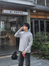 GXG男裝 雙色華夫格提花毛衫小標針織衫男士打底衫 秋冬新品 灰色 2XL 曬單實(shí)拍圖