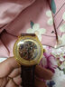上海（SHANGHAI）男士手表男 鏤空自動(dòng)機械腕表透底防水中性表蝴蝶扣生日禮物5002 金色皮帶 曬單實(shí)拍圖