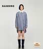 SANDRO秋冬女裝法式時(shí)尚休閑簡(jiǎn)約豎條紋寬松長(cháng)款襯衫上衣 D316/藍色 S (1) 曬單實(shí)拍圖