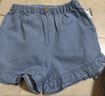 優(yōu)衣庫嬰幼兒寶寶牛仔松緊短褲水洗產(chǎn)品全棉花邊473614 63 天藍色 90 曬單實(shí)拍圖