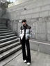畫(huà)枕眠（HUAZHENMIAN）黑色柳葉彎刀男士直筒高街修身顯瘦長(cháng)褲高街美式cleanfit微喇褲 黑色 L /建議120-135 曬單實(shí)拍圖