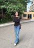 美麗衣櫥（BEAUTIFUL WARDROBE）復古百搭女式牛仔褲秋季高腰寬松顯瘦直筒闊腿褲女休閑長(cháng)褲子女 曬單實(shí)拍圖