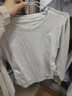 灰色收腰圓領(lǐng)打底衫女新款秋冬內搭修身長(cháng)袖T恤女百搭上衣疊穿YRL K705#白灰色（純色款） XL 【105-115斤】 曬單實(shí)拍圖