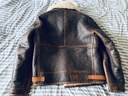 鉑朗尼奧原生態(tài)皮毛一體男外套真皮皮衣戰損風(fēng)補丁款A級原生態(tài)羊皮毛一體 棕皮+米白毛戰損補丁款 M120-132斤左右 均碼 曬單實(shí)拍圖