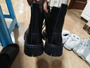 井邁【牛皮】馬丁靴男中幫英倫秋冬款增高黑色高幫皮鞋機車(chē)工裝短靴子 黑色高幫拉鏈【加絨款】 42 碼（=運動(dòng)鞋43） 曬單實(shí)拍圖